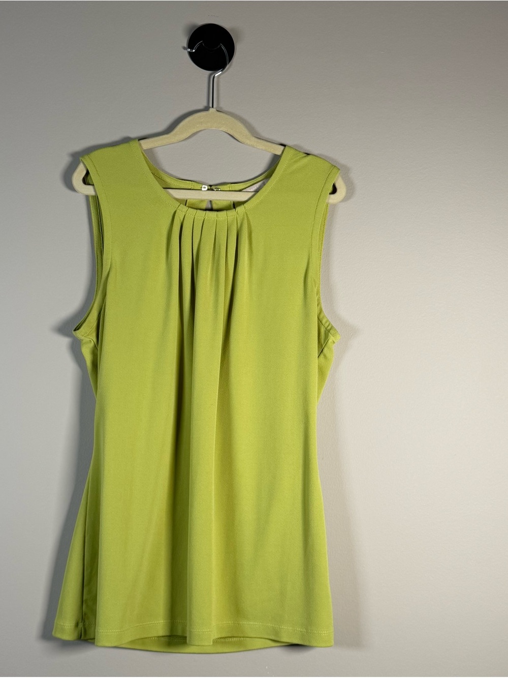 Ann Taylor Lime Green Pleated Sleeveless Tank